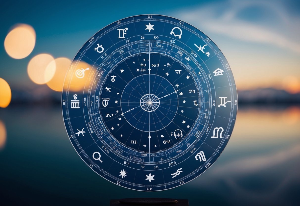 A celestial map divided into Eastern and Western astrological perspectives, with symbols representing destiny and free will
